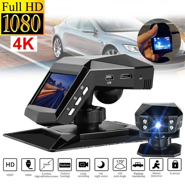 Auto DVR -kamera, 1080P videon tallennus, 170° laaja kulma, silmukkatallennus,Ei TF-korttia, musta