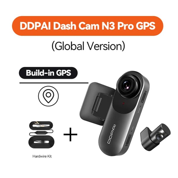 Dashkamera, indbygget GPS, 2560x1600 opløsning, dual kamera,Ingen, N3 Pro GPS N Hw kit