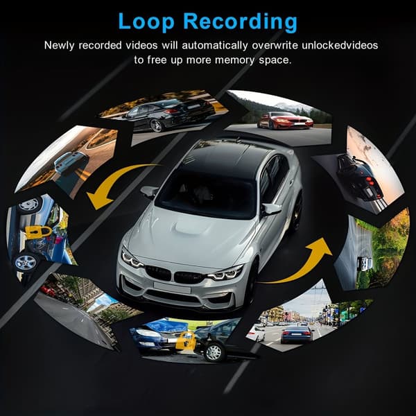 Lollanda Full HD 1080P kaksilinssinen autokamera – korkearesoluutioinen pimeänäkö, silmukkatallennus ja laajakulmaobjektiivi