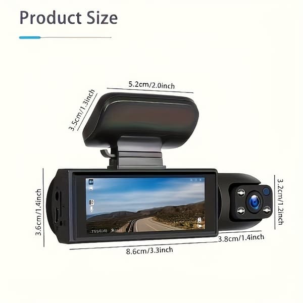 Lollanda Full HD 1080P kaksilinssinen autokamera – korkearesoluutioinen pimeänäkö, silmukkatallennus ja laajakulmaobjektiivi