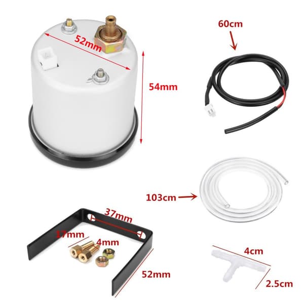 Universaali 12V Auto Auto 52mm Musta Linssin osoittimen tehostusmittari -1~0~2 BAR Turbo Boost mittari 7-värinen LED