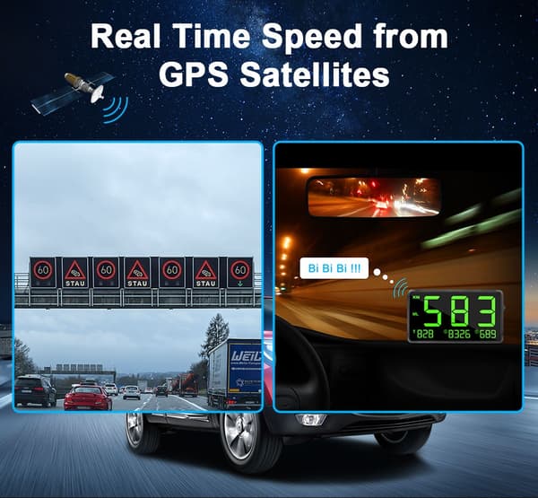 GPS Hastighedsmåler, Stort Skærmdisplay, Overhastighedsalarm System