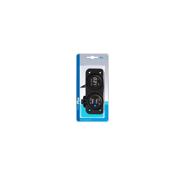 Voltmeter 6-30V+2xUSB 2100mA innfelt