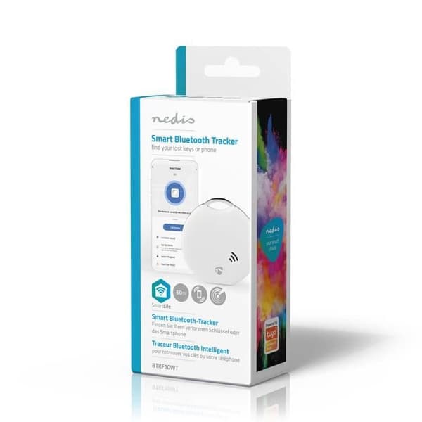 Nyckelspårare - NEDIS - BTKF10WT - Bluetooth 4.0 - Batteritid 1 år - Vit