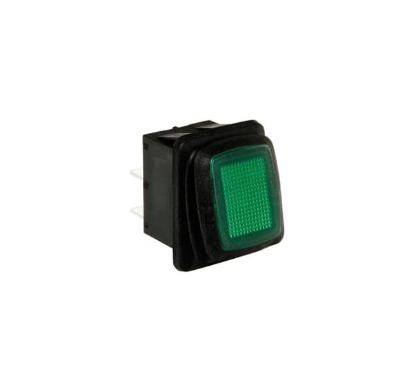 Vandtæt LED-afbryder, 12/24V, grøn