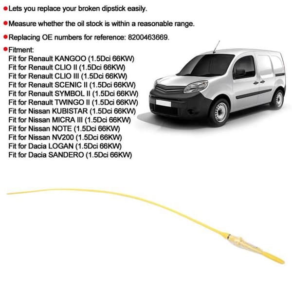 Zerodis Oljesticka för Nissan Car Oljemätsticka Oljenivåmätverktyg 8200463669 Passar till Kangoo