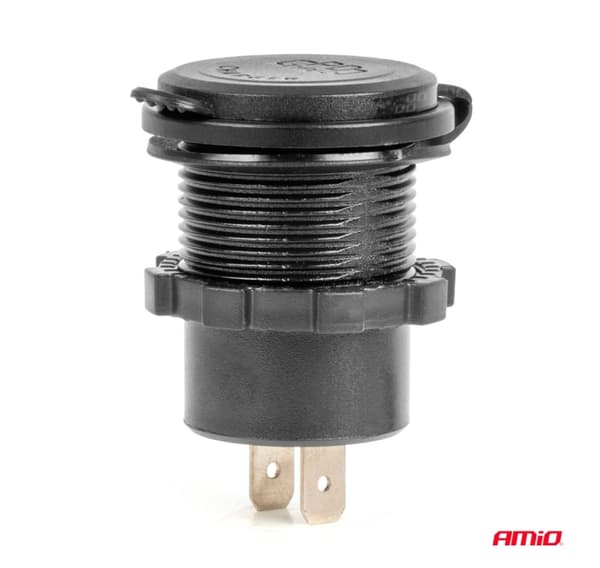 Laddare 2x USB-C och USB 12/24V röd bakgrundsbelysning
