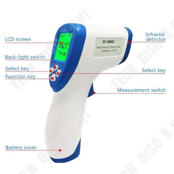 TD® Infraröd panntermometer Människokroppstermometer Beröringsfri termometer Hem Full engelsk temperaturpistol