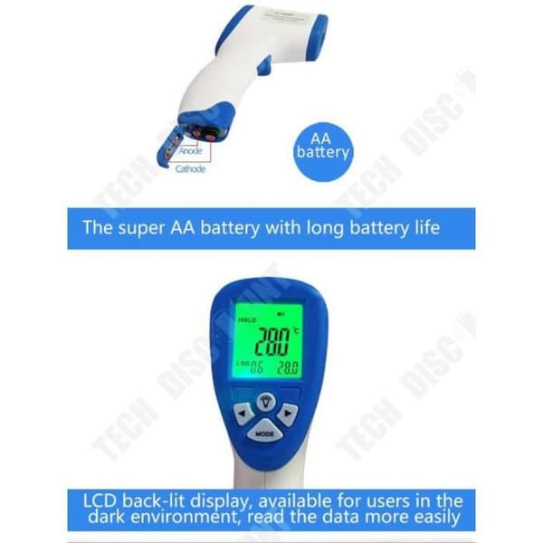 TD® Infraröd panntermometer Människokroppstermometer Beröringsfri termometer Hem Full engelsk temperaturpistol