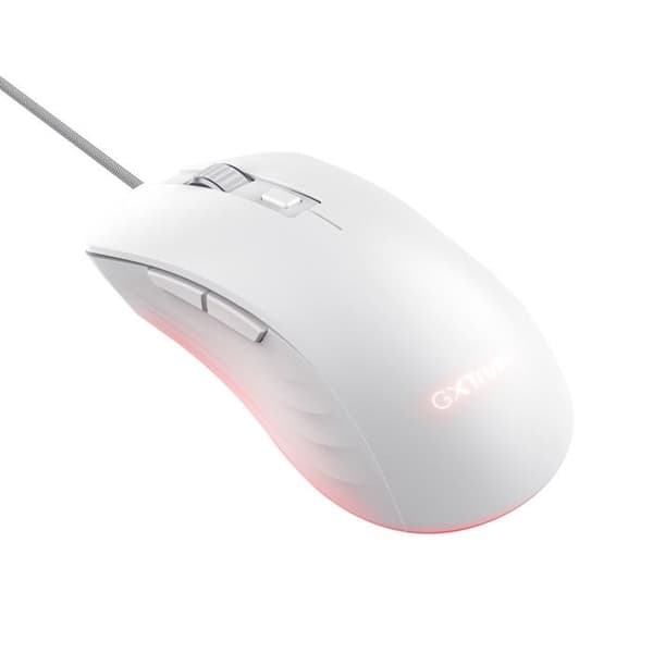 Trust Gaming GXT 924W Ybar+ Gamer, 25600 DPI, 50 % återvunnen plast, 25K optisk sensor, RGB, 6 knappar, USB - vit