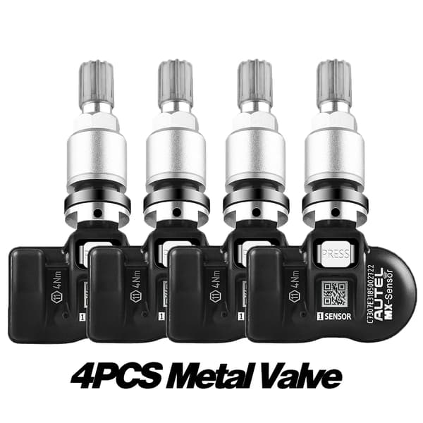 TPMS-sensor, 2-i-1 frekvens, klonbar og programmerbar., 4 stk metalventil