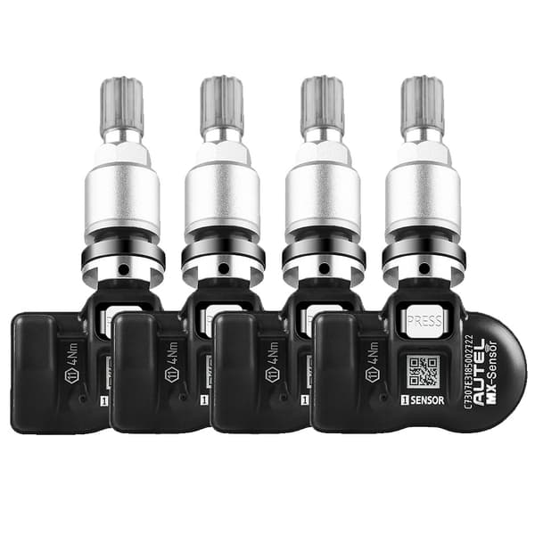 TPMS-sensor, 2-i-1 frekvens, klonbar og programmerbar., 4 stk metalventil