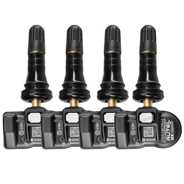 TPMS-sensor, 2-i-1 frekvens, klonbar och programmerbar., 4 st gummiventil