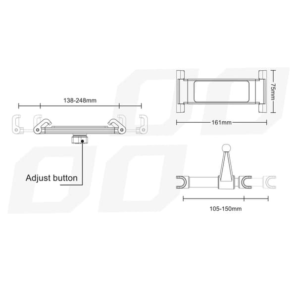 Tabletholder til nakkestøtte L 138-240mm
