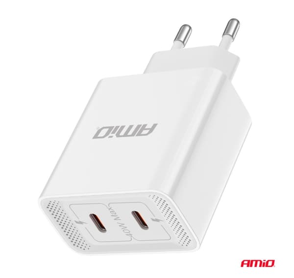Laddare 2*USB-C 40W 230V snabbladdning
