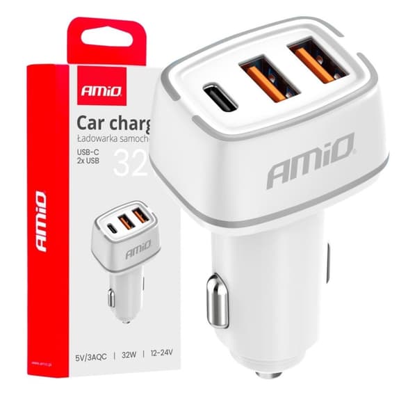 Billader 2x USB-A + USB-C 32W 12/24V