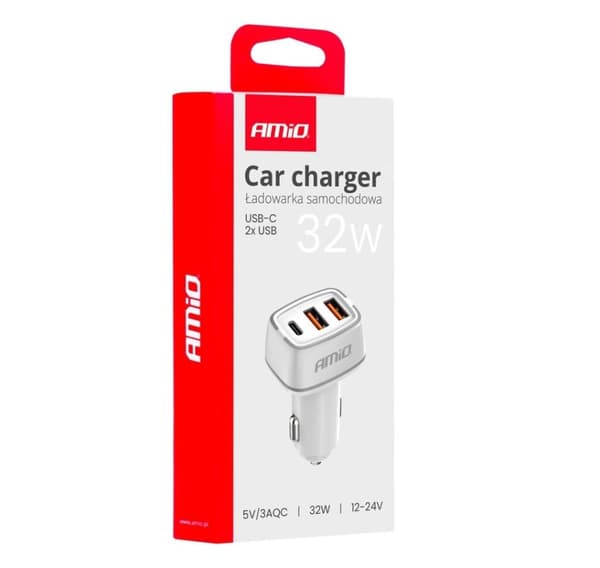 Billader 2x USB-A + USB-C 32W 12/24V