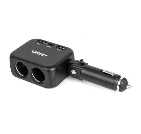 Oplader med 2 USB-A-porte og 1 USB-C 12/24V