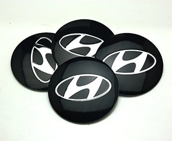 Hyhundai Black & Chrome Wheel Center Caps Hub Badges Emblem 60mm 4PCS