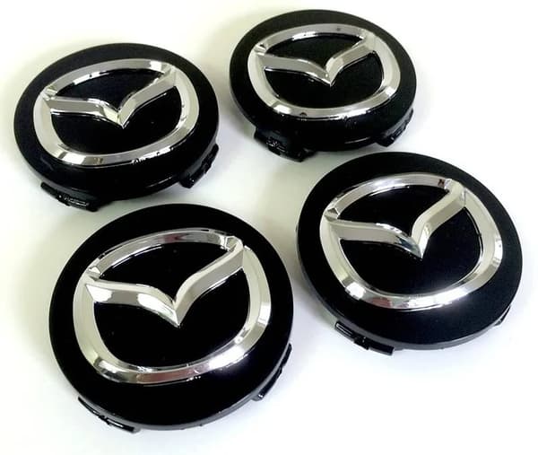 Mazda Black & Chrome Wheel Center Caps Hub Badges Emblem 57mm 4PCS