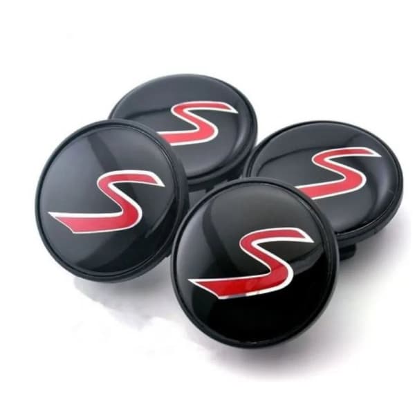 Black/Red Mini Cooper S Wheel Center Caps Hub Badges 54mm 4 PCS For Clubman Clubvan Countryman Paceman Roadster