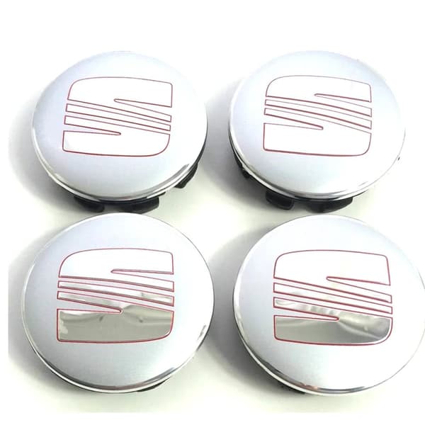 Chrome-Red Seat Car Wheel Center Caps Hub Cover 54mm 4 PCS For Arosa Ibiza Leon Altea Exeo Cordoba
