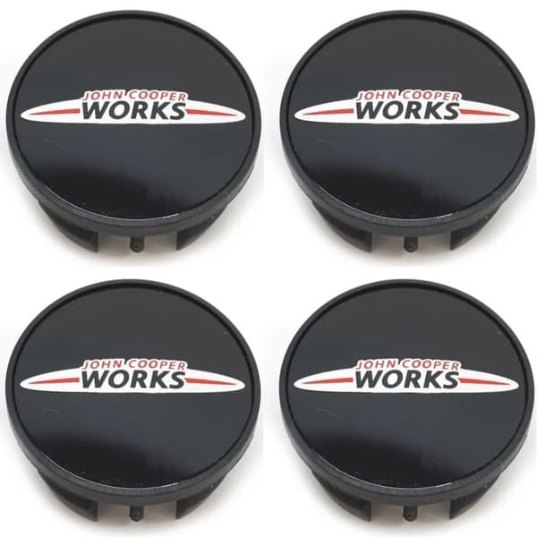 Black John Cooper Works Mini Cooper Wheel Center Caps Hub Badges 54mm 4 PCS For Clubman Clubvan Countryman Paceman Roadster
