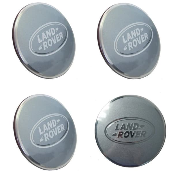 Silver Land Rover Wheel Center Caps Hub Badges 63mm 4 PCS For Evoque Defender Discovery Sport Velar Freelander