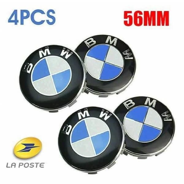 4x Fälgnavskåpa Hjulcenterkåpa BMW 56mm blå och vit Nyhet