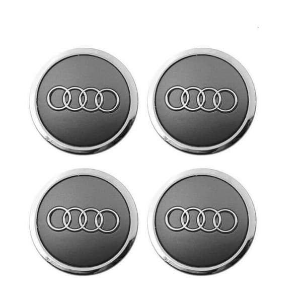4x Audi Hub Cover 69mm Grå Logotyp Center Fälg Emblem Ny A1 A3 A4 A5 MS47 FR