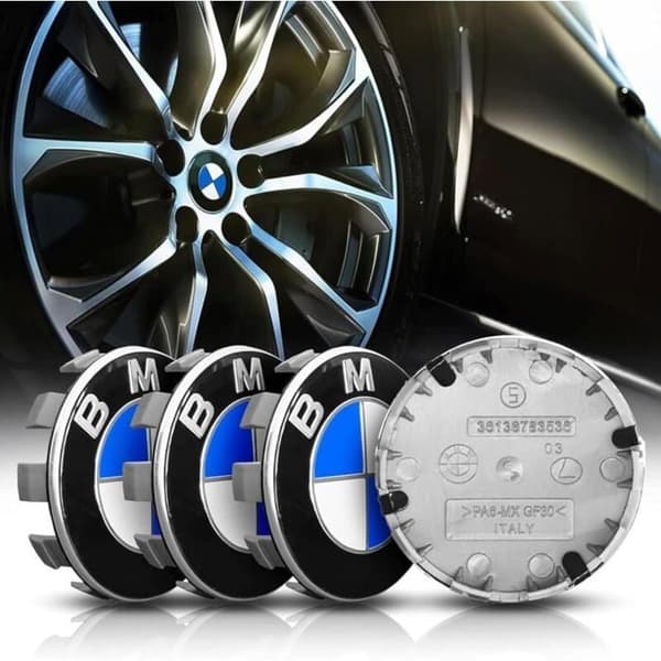 Lot de 4 Blått Hjulnav Compatilbel med BMW ABS Bilaccessoarer - 68mm