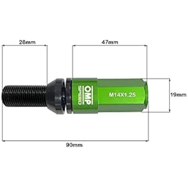 Hjulskruvar - OMP - Paket om 20 - M14x1,25 - Nyckel 17-19 - Längd 28 mm