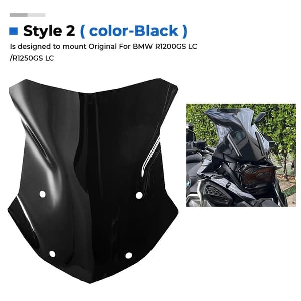 BMW R1200GS R1250GS Vindruta, Vindskyddsskydd, Äventyrsskärmskydd, Style2 Svart