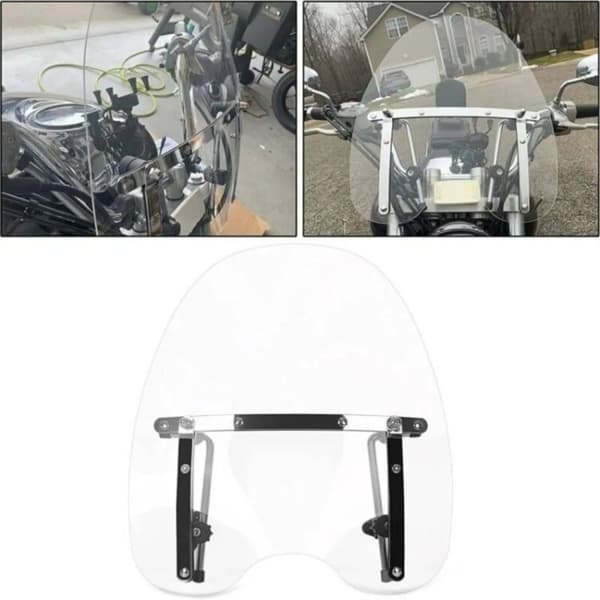 Motorcykelvindue, justerbar pasform til 7/8" og 1" styr, klare og røgfarvede muligheder,Klar