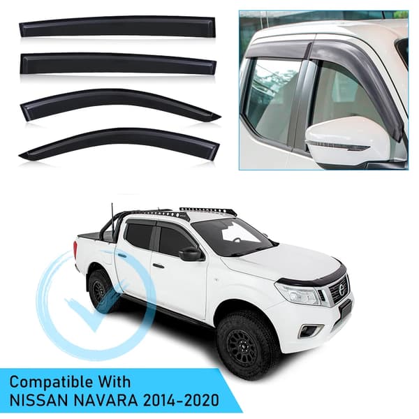 Nissan Navara NP300 ikkunavisiirit, 2014-2020, savunmustaa ABS-muovia,2014-2020