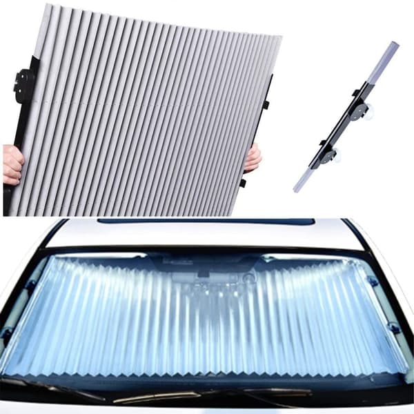 Lollanda Solskydd för Bil – Utdragbart och Hopfällbart Vindruteskydd med UV- och Värmeskydd Front Panel (Height: 65 cm)