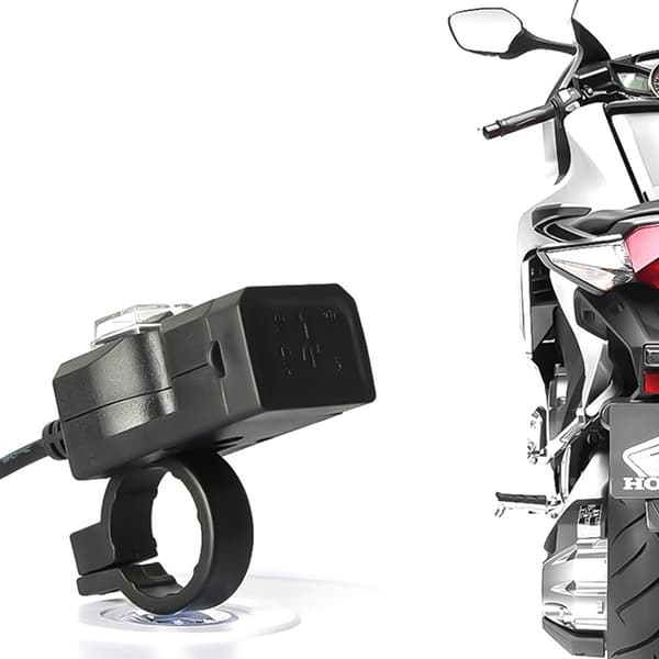 Vattentät Dubbel USB-port till motorcykel 5V 1A/2,1A