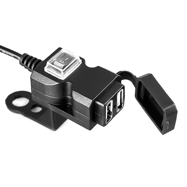 Vattentät Dubbel USB-port till motorcykel 5V 1A/2,1A