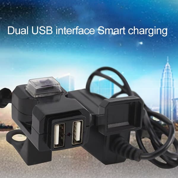 Vandtæt dobbelt USB-port til motorcykel 5V 1A/2.1A