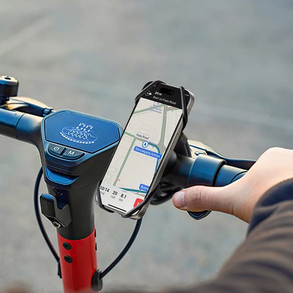 Mobilhållare för styre med 360° rotation och stötdämpning