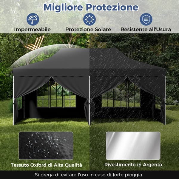 Pop Up Paviljonki, 600x300x296-316 cm, Musta