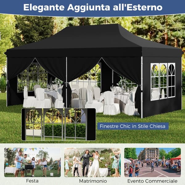 Pop Up Paviljonki, 600x300x296-316 cm, Musta