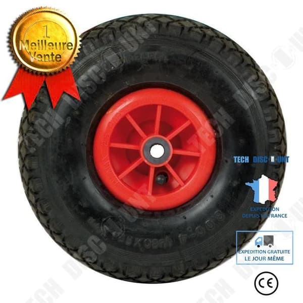 TD® TD Ultrabeständigt uppblåsbart länkhjul, punkteringssäker diameter 260 mm för handtruck, 16 mm axelhål