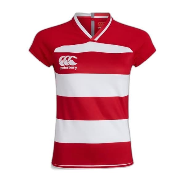 Canterbury Vapodri Evader randig tröja för dam - flagga röd/vit - 4XL