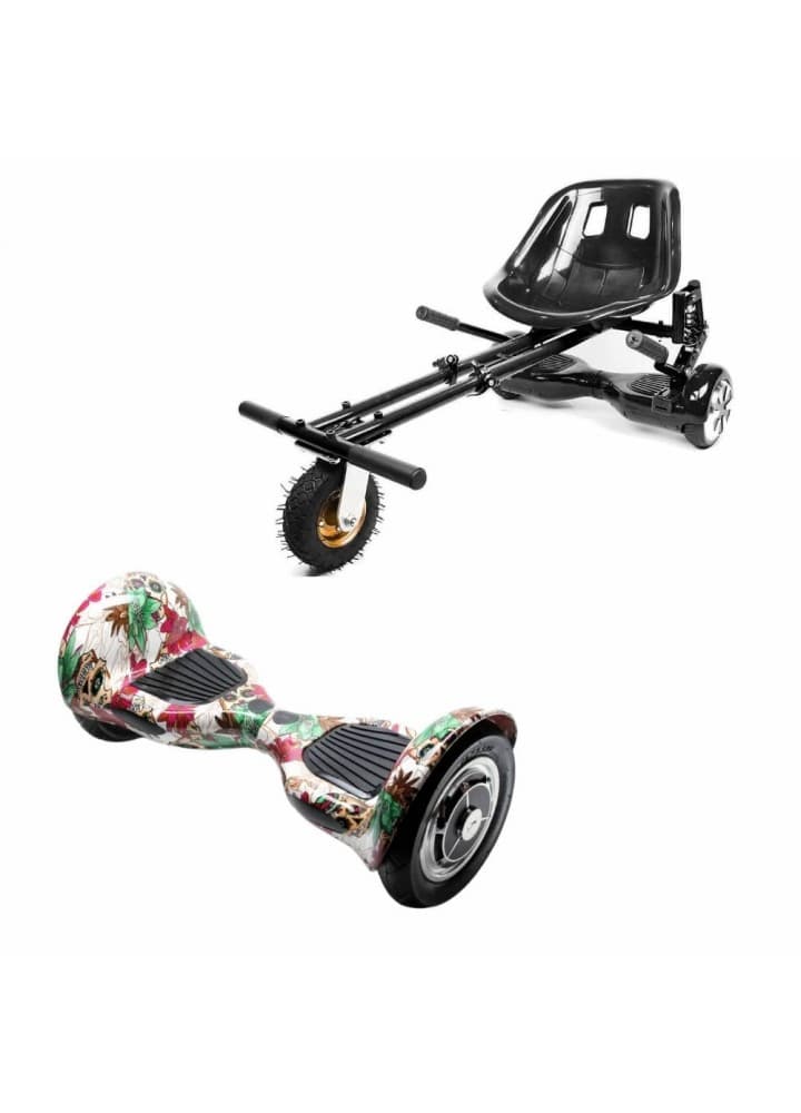 Paket Hoverboard OffRoad SkullColor 10 tums+HoverKart suspension, Smart Balance™ Premium Brand, Bluetooth, Samsung-batteri, 700W ström, lysdioder