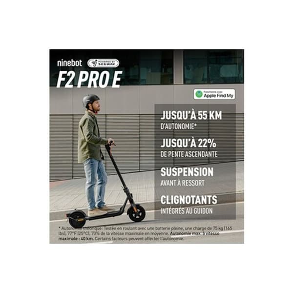 Elskoter - SEGWAY-NINEBOT - KickScooter F2 Pro E - 450W - 10 tum - 55 km