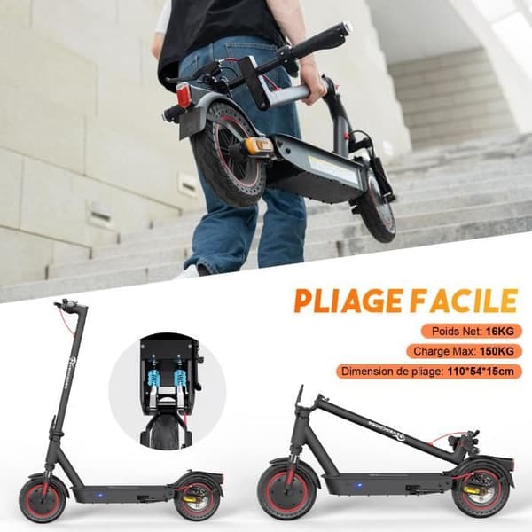 EVERCROSS EV10KPRO hopfällbar elektrisk skoter 10" skoter 500W 25KM/H LED-skärm Bluetooth APP Present tonåring Vuxen