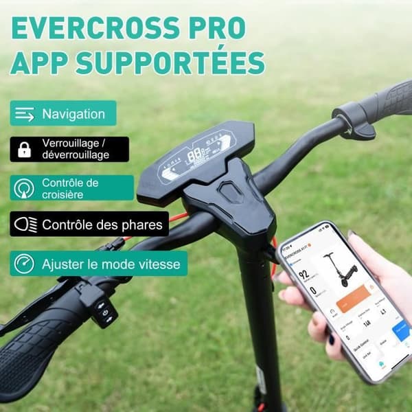 EVERCROSS A1 hopfällbar elektrisk skoter för vuxna 10" 800W 3 hastighetsläge 2 bromsar och stötdämpare LED-skärm Bluetooth APP Röd