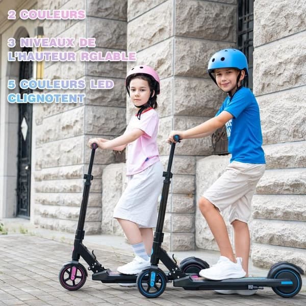 EVERCROSS EV06C hopfällbar elektrisk skoter för barn 6-12 år LED-skärm Färgglada lampor 3 hastighetsjusterbar höjd Present Rosa
