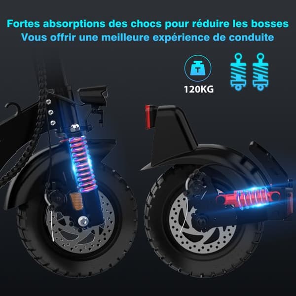 Fällbar Elkickbike - HITWAY - 10" uppblåsbara däck - 800W - APP - Batteri 48V 15.6Ah - SvartRöd Scooter